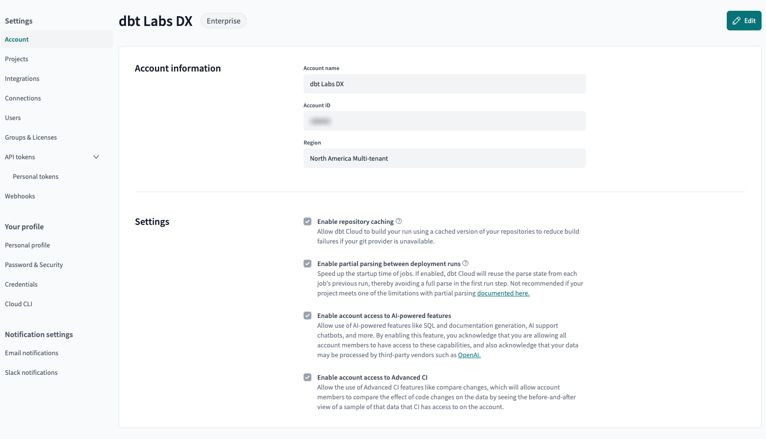 Example of the Repository caching option